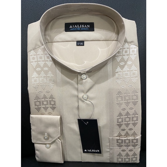 Kemeja Alisan Koko Cokelat Muda Lengan Panjang 17.5-35