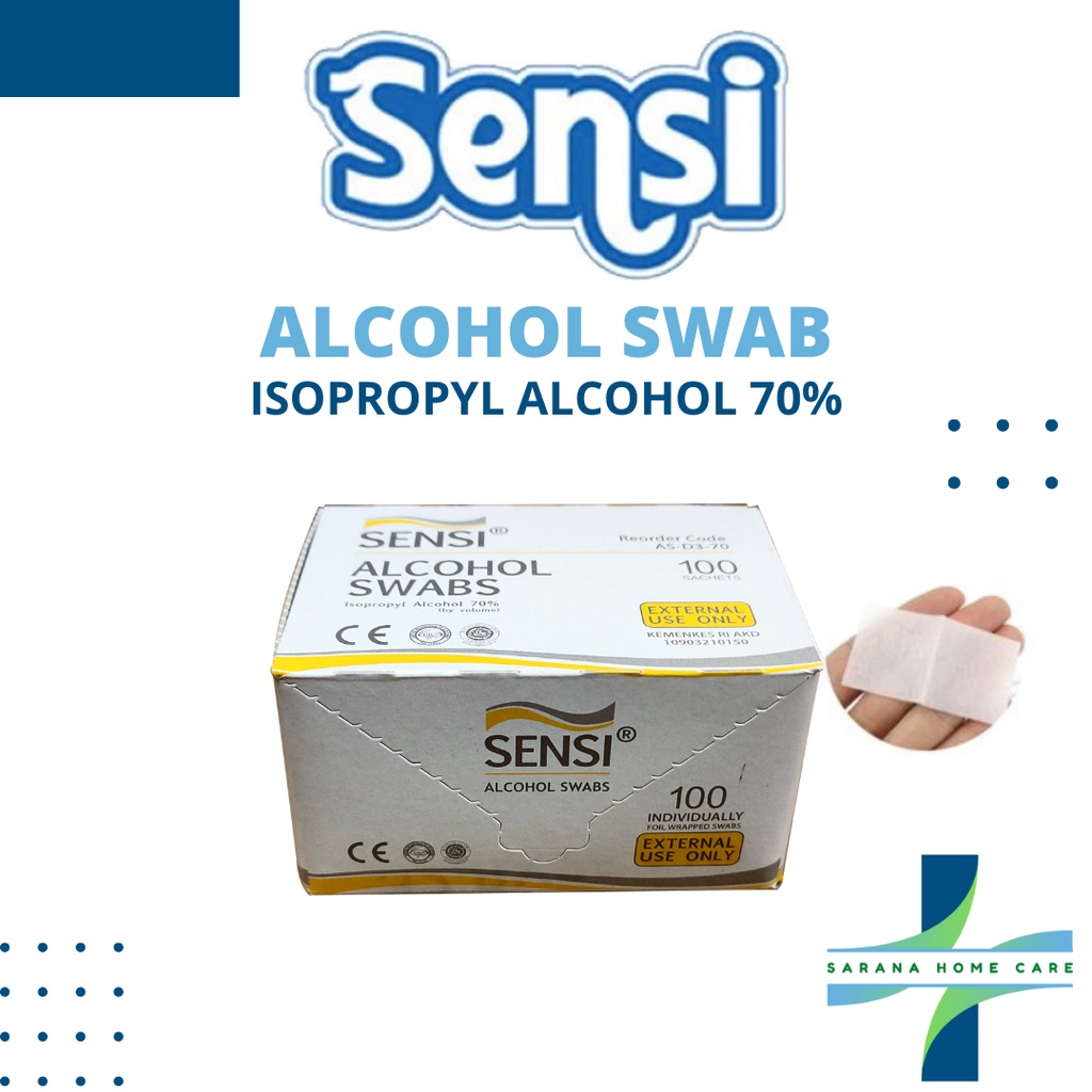 SENSI Alcohol Swab 100s/tisu alkohol/isopropyl 70%/ tisu pembersih kulit