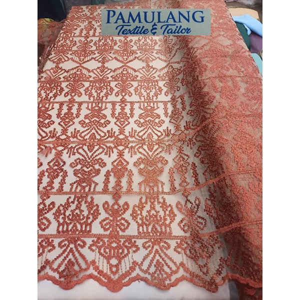 Kain Tille Bordir Motif Etnik SUMBA  || Harga Per Setengah Meter(50 cm)