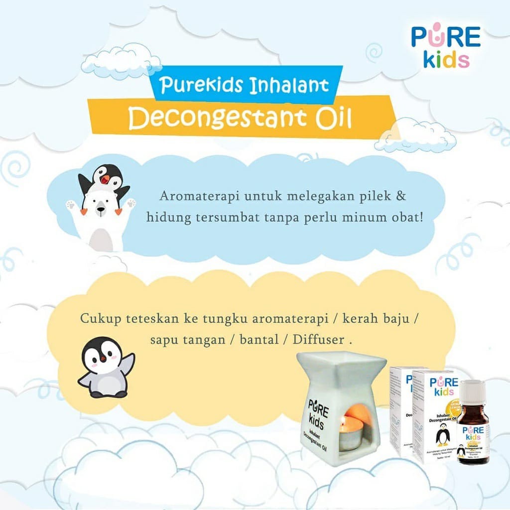 [Isi 2 pcs+Tungku] Purekids Pure Kids Inhalant Decongestant Oil Pure baby Obat Hidung Tersumbat Anak
