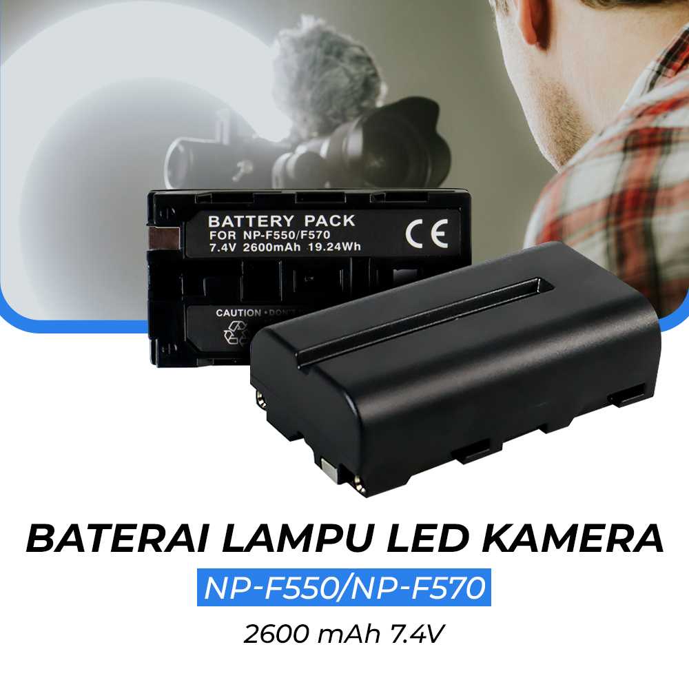 Baterai Lampu LED Kamera Ring Light 2600 mAh 7.4V Batre Cadangan Lampu Lighting Aksesoris Camera Berkualitas