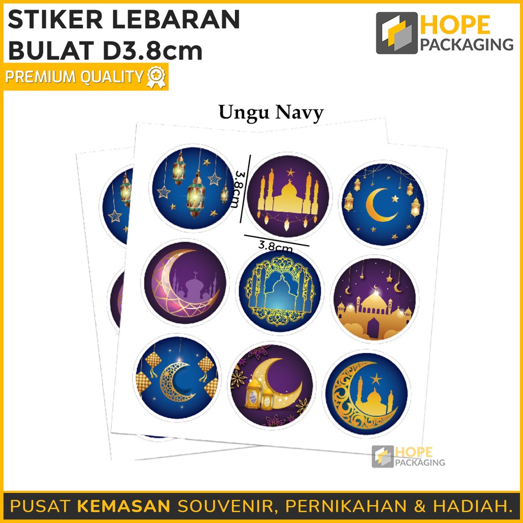 [1 Lembar : ISI 9] Stiker Lebaran Bulat Idul Fitri / Sticker Label / Tempelan Makanan Toples Kue Kering