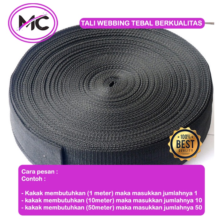 Tali Webbing Tebal 2 cm 2,5 cm 3,8 cm Tali Tabular Tubilar Bahan Nylon Polypropylene Webing Tas