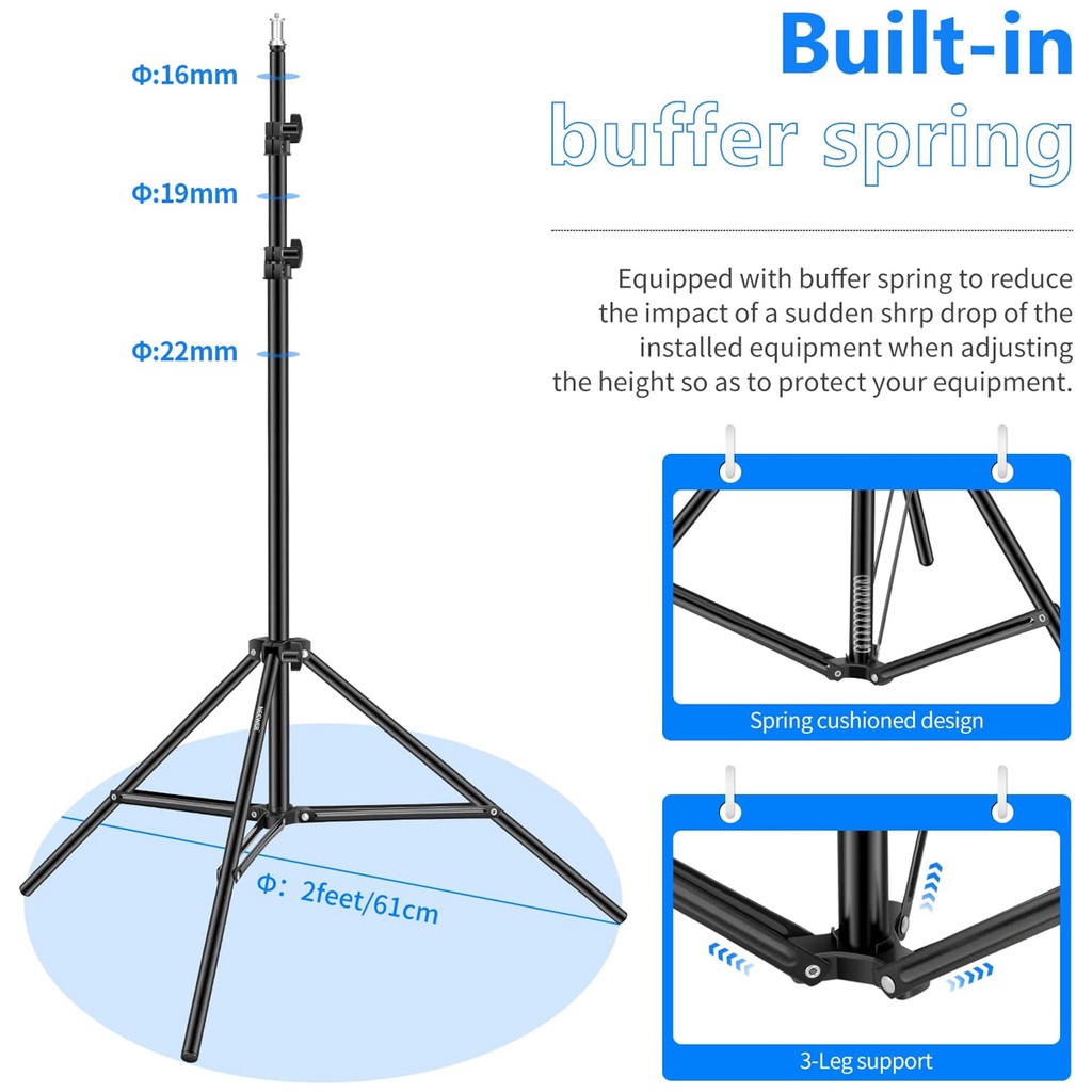 Tripod 2.1 Meter Ringlight 26cm Make Up Vlog Lampu Ringlight Holder