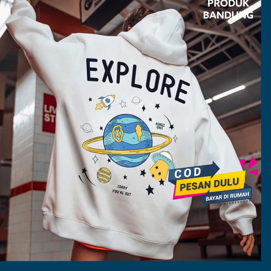 CHEKOUT Sweater Aesthetic Wanita Hoodie Orinal Premium EXPLORE Hoddie Cewek Cowok XXL Switer Korea S