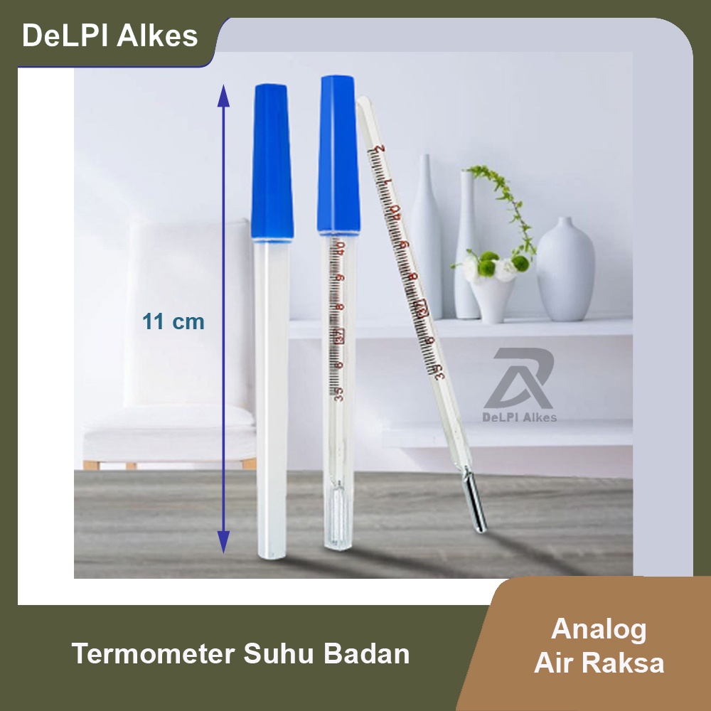 Termometer Suhu Badan Kaca Thermometer Glass Air Raksa Analog Mini