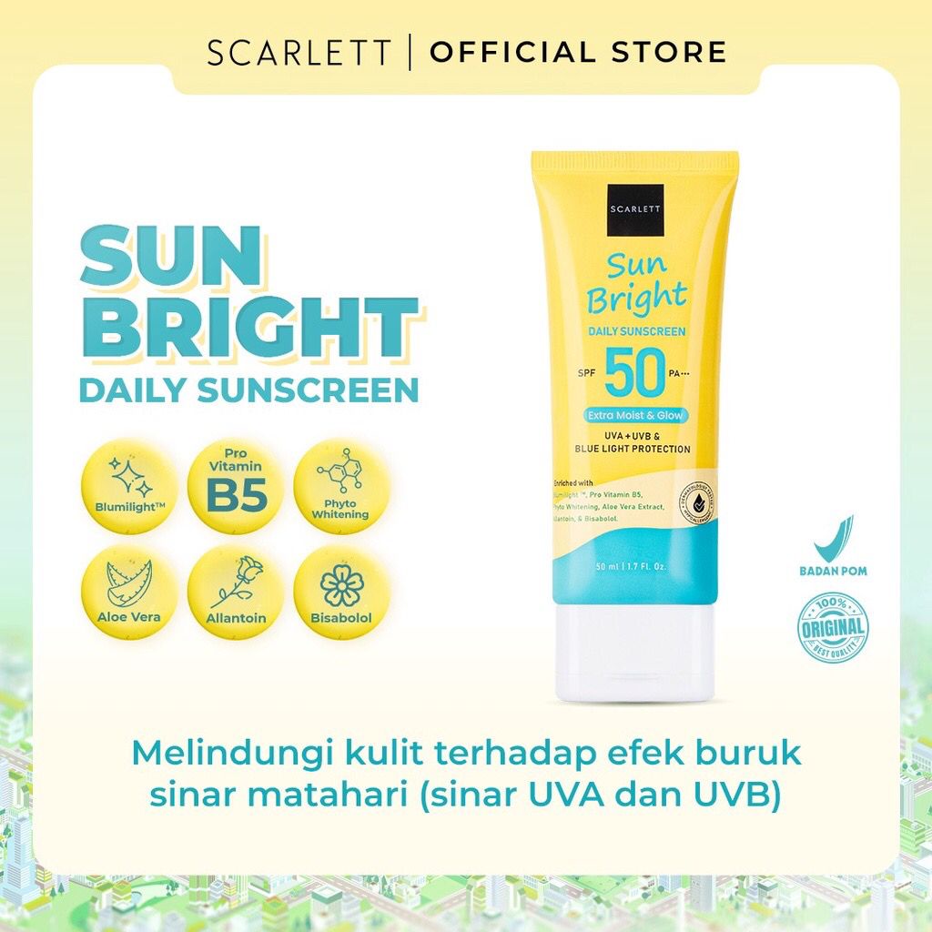 Scarlett Whitening Sunscreen Sun Bright Daily SPF 50 PA+++