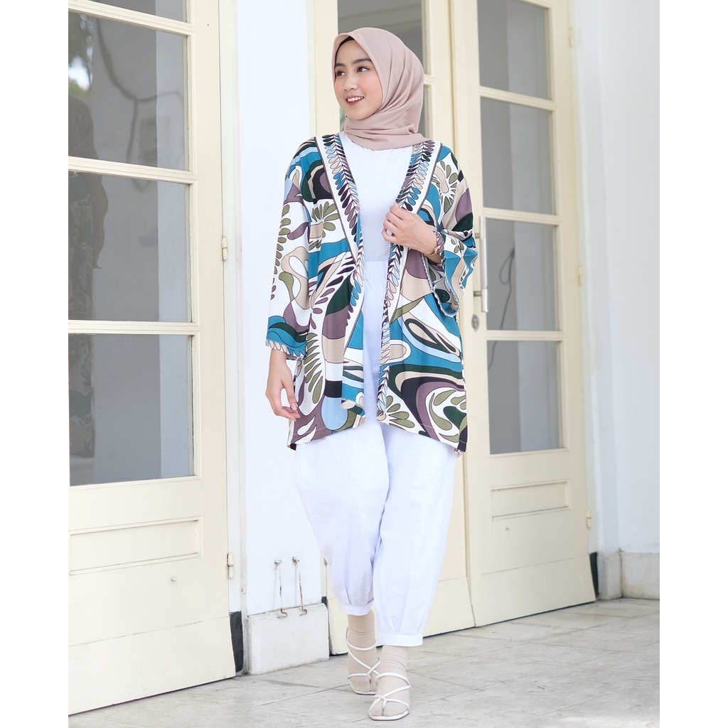 Cardigan Kimono Oversize Batik, Outer Kimono cardigan Wanita Katun