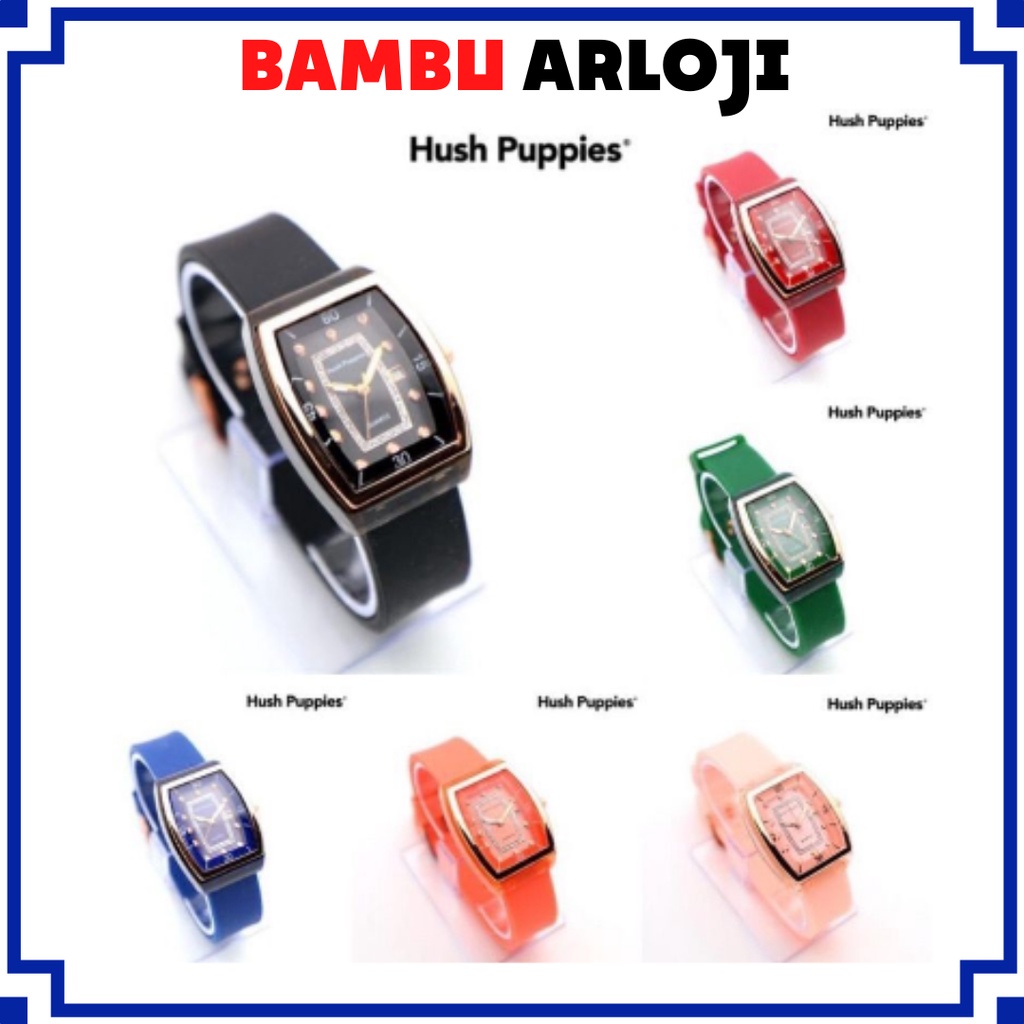 BAJ Jam Tangan Wanita Pria Hush Puppies Oval Premium Strap Rubber Import Grosir Tanggal Aktif HP011