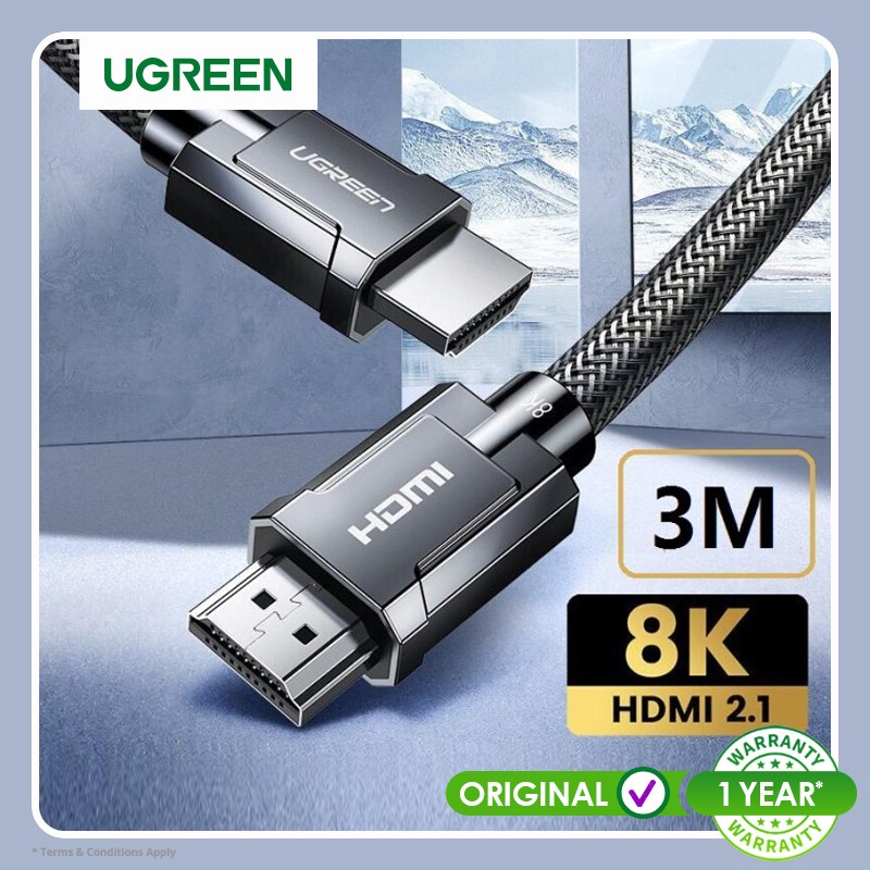 Kabel HDMI UGREEN 8K ULTRA HD HDMI 2.1 Cable Round Braided 3M Gray - 80602