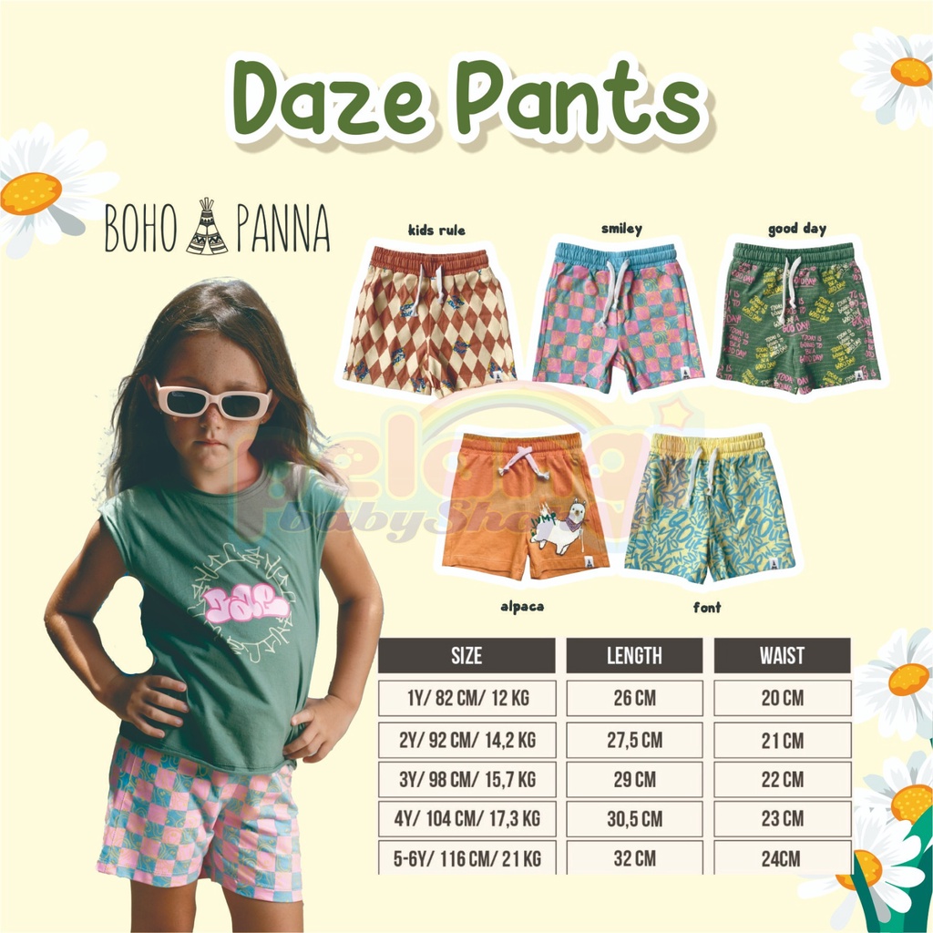 BOHOPANNA | BOHO | BOHO PANNA DAZE PANT | CELANA PENDEK ANAK | FASHION CELANA ANAK PENDEK UNISEX | CELANA ANAK ANAK | CELANA SANTAI