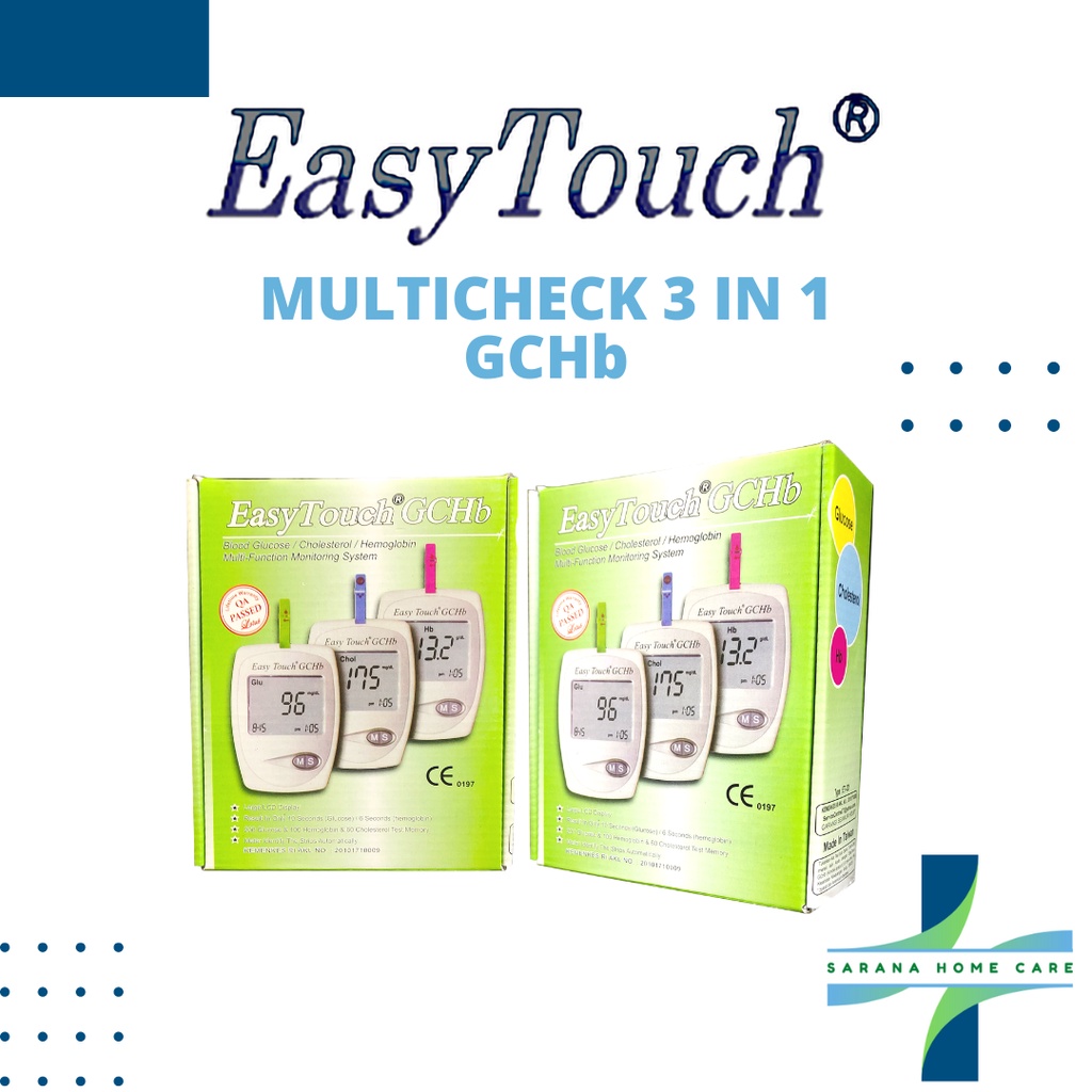 EASY TOUCH Multicheck 3 in 1 GCHb/ strip tes gula darah/strip tes kolesterol/strip test hemoglobin/ test darah