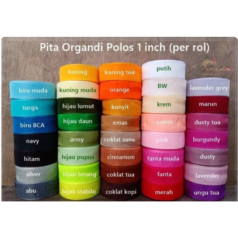 

Pita organdi 1 inchi polos/Pita Kaca 1 inchi polos