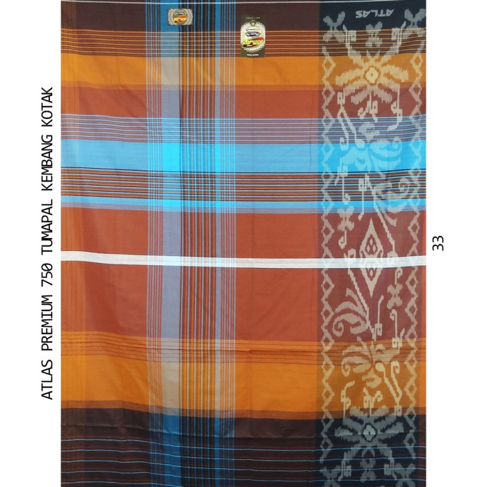 SARUNG ATLAS PREMIUM 750 TUMPAL KEMBANG KOTAK-KOTAK