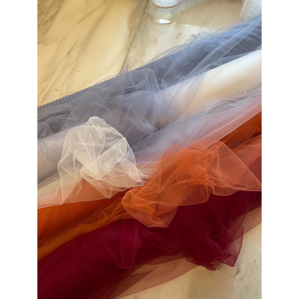 Kain Tile Tulle Halus Polos Soft Tulle Halus Lemas Premium Warna Teracota Bata