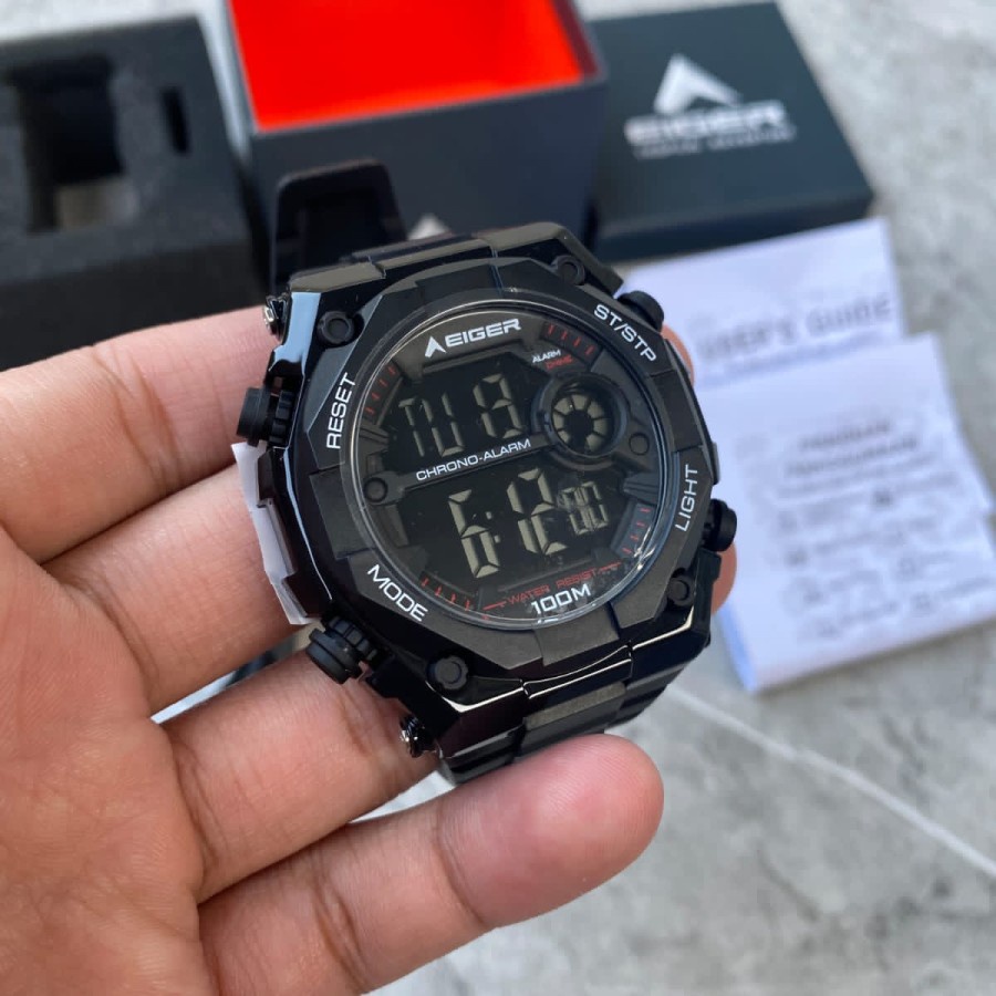 EIGER1989 JAM TANGAN DIGITAL PRIA LCD WATCH BLACK