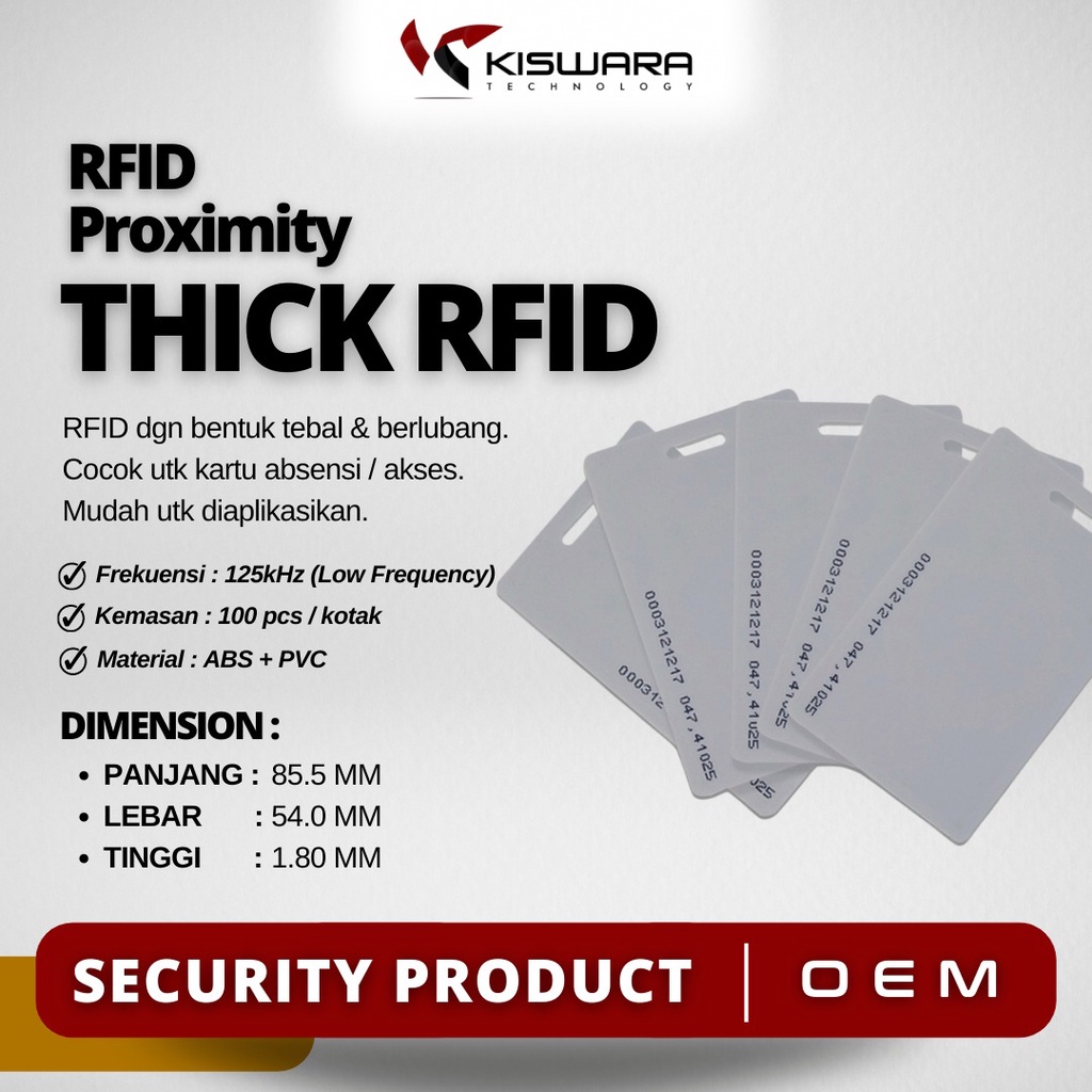 Kartu Berlubang RFID Proximity 125 Khz Card RFID Tag