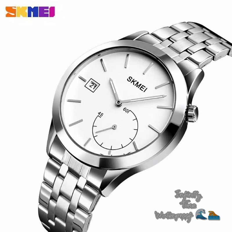 Jam Tangan Cowok Skmei 1581 Rantai Stainless Analog Kualitas Original Waterproof
