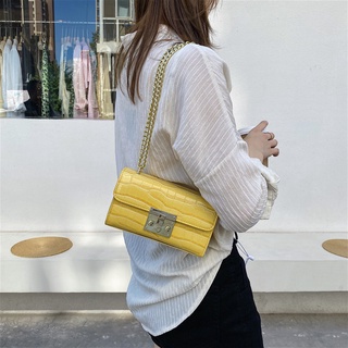 Surface Crocodile Embossed Flap Metal Buckle Chain Square Bag Single Shoulder Bag Crossbody Bag 10073