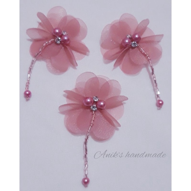 bunga 3d juntai / bunga 3d organza / bunga payet hiasan kebaya,gaun dll