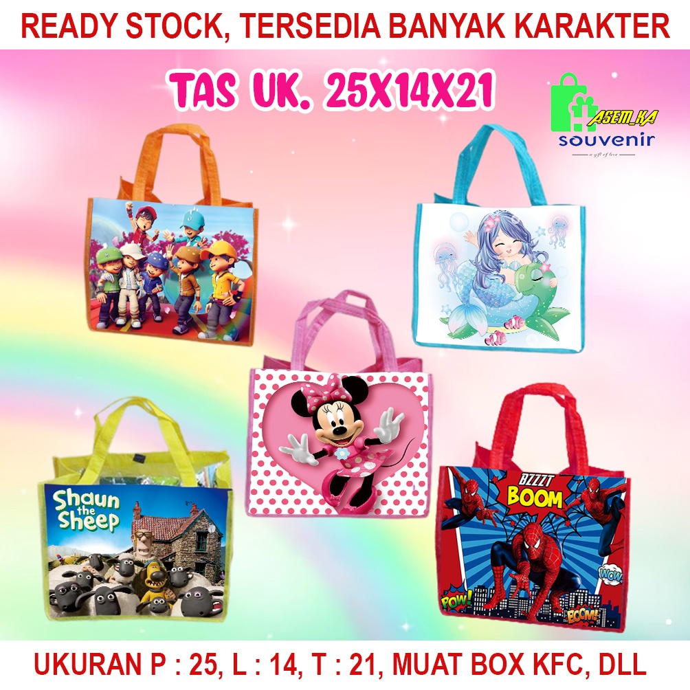 

TAS GOODIE BAG UNTUK BINGKISAN SNACK ULTAH ANAK UNIK DAN MURAH UNTUK BOX KFC UK 25X14X21 READY STOK