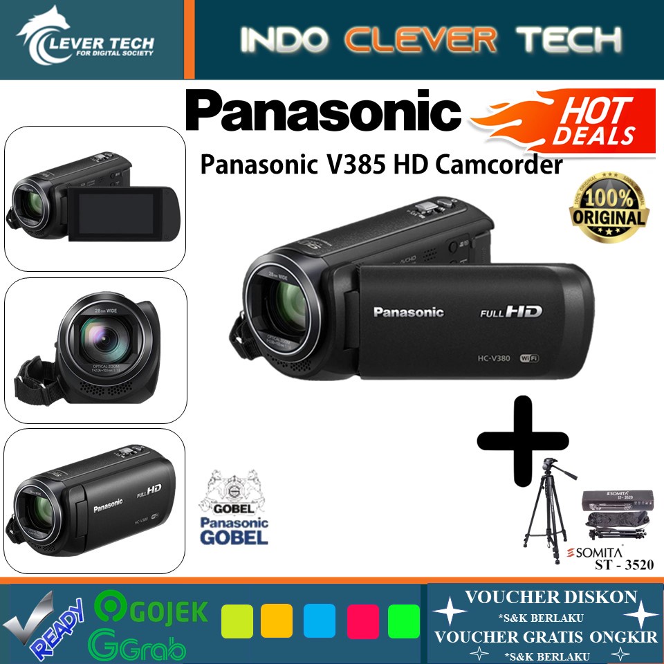 Panasonic HC-V385 Full HD Camcorder + Tripod Somita ST3520 - GARANSI RESMI