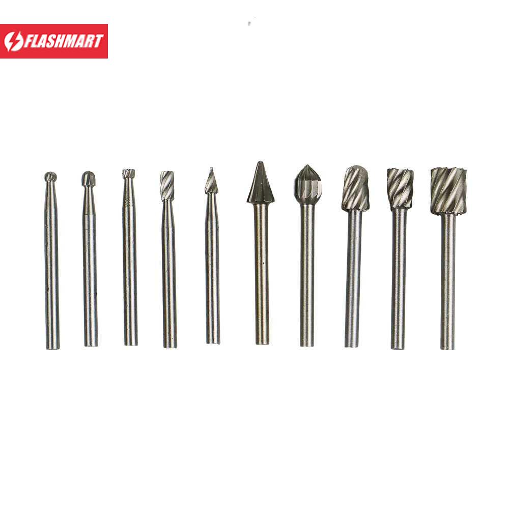 Flashmart Mata Bor Tungsten Carbide Cone Spiral Bits 10 PCS - GJ0106