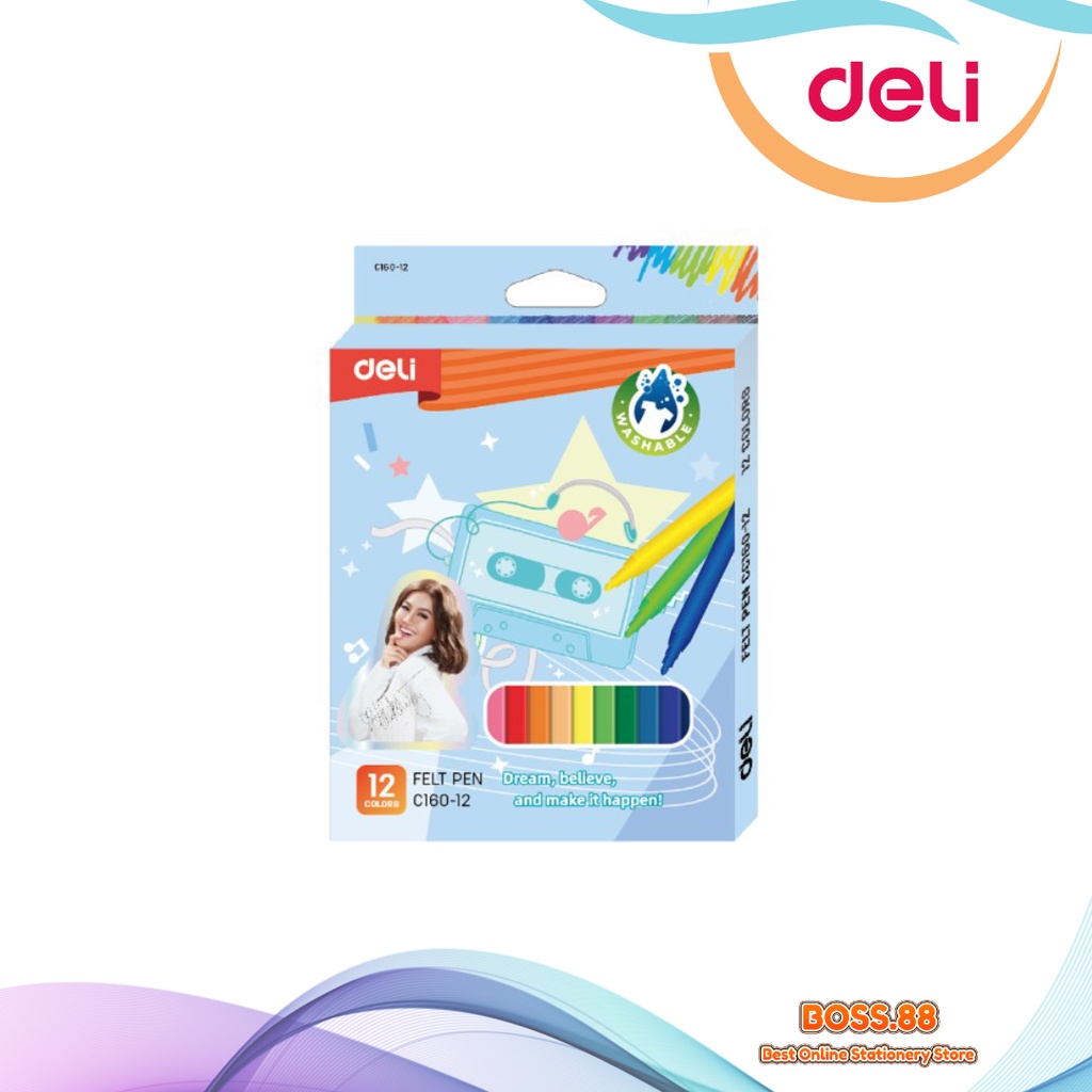

SPIDOL FELT PEN DELI 12 COLORS C-160