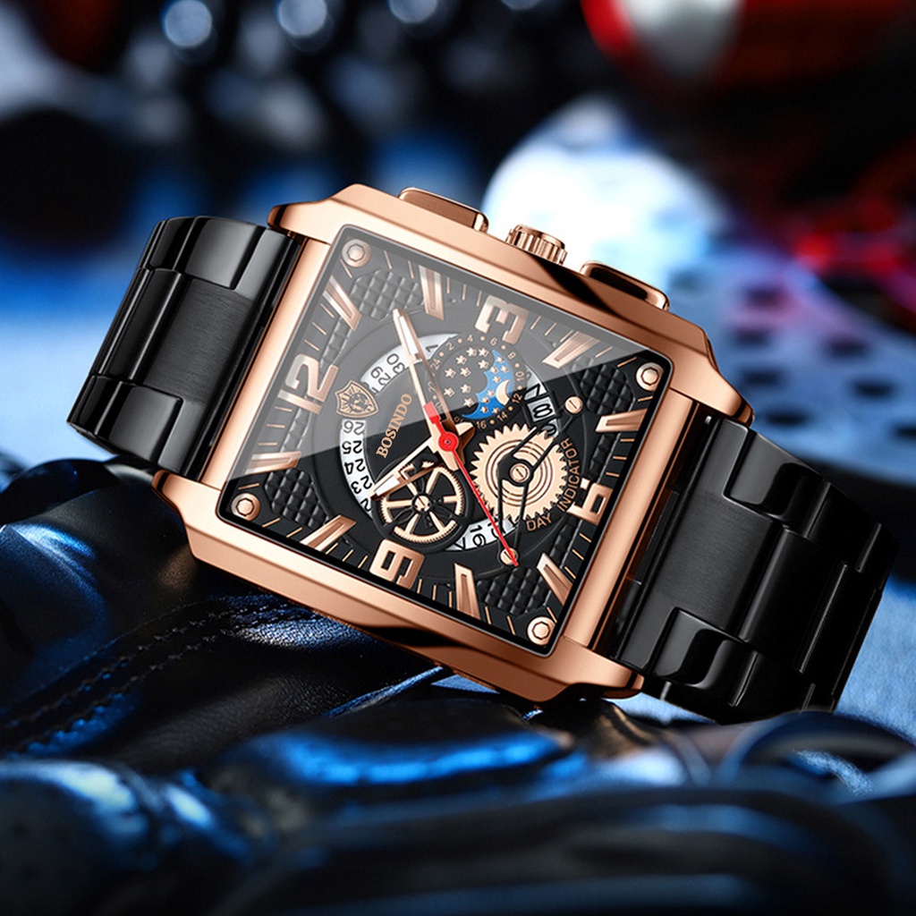 Jam Tangan Pria Stainless steel/Jam Tangan Pria Anti Air mewah/Jam Tangan BOSINDO C25 rantai/Jam Tan