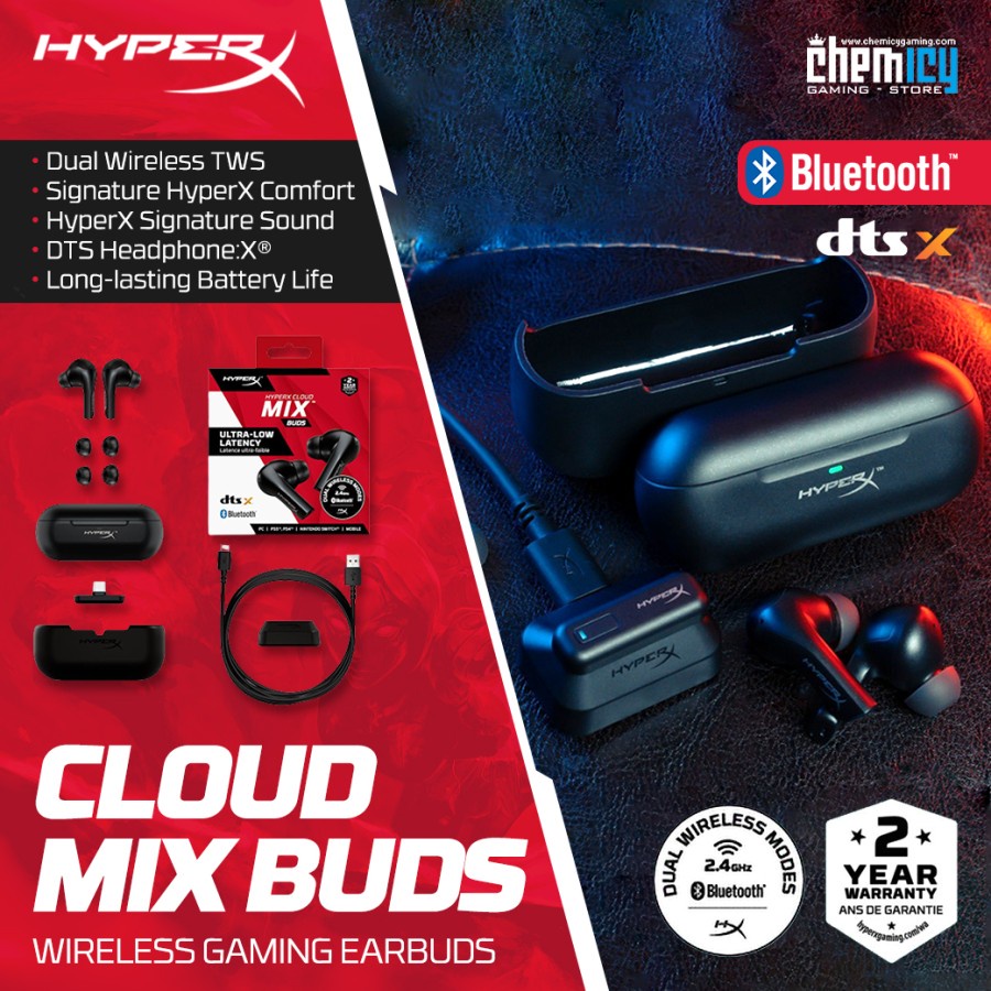 HyperX Cloud Mix Buds TWS Wireless Bluetooth Gaming Earbuds