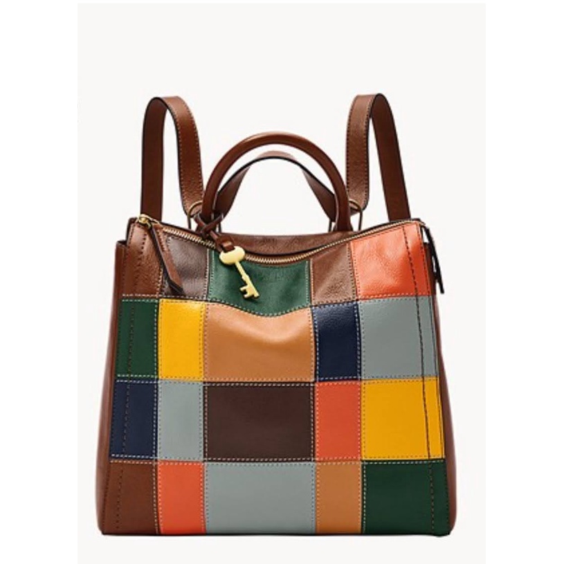 Fossil Parker Small Backpack Brown Patchwork