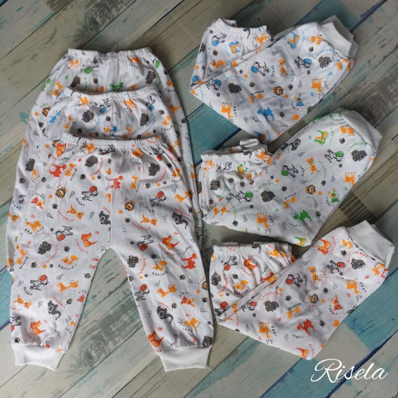 6 PCS CELANA PANJANG BAYI KATUN BERMOTIF/POLOS/USIA 0-2 TAHUN