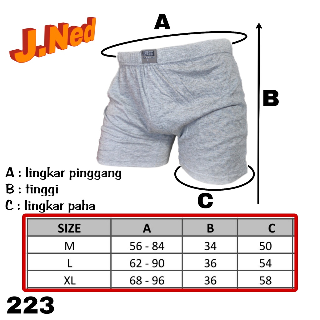 J223D PER BOX (2pcs) CELANA  BOXER PRIA CELANA KOLOR PENDEK PRIA AGREE 6602 SIZE M - XL