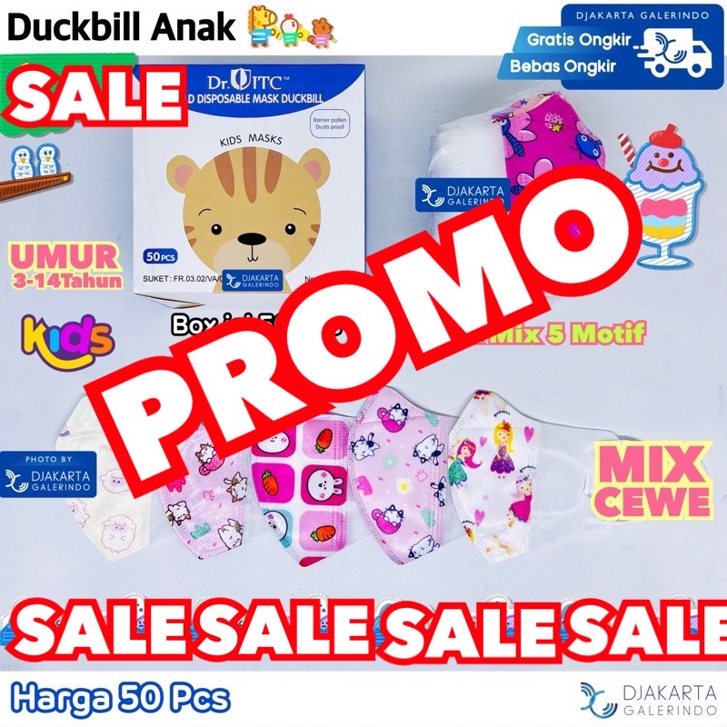 Masker Duckbill Anak PROMO DISKON Box isi 50Pcs