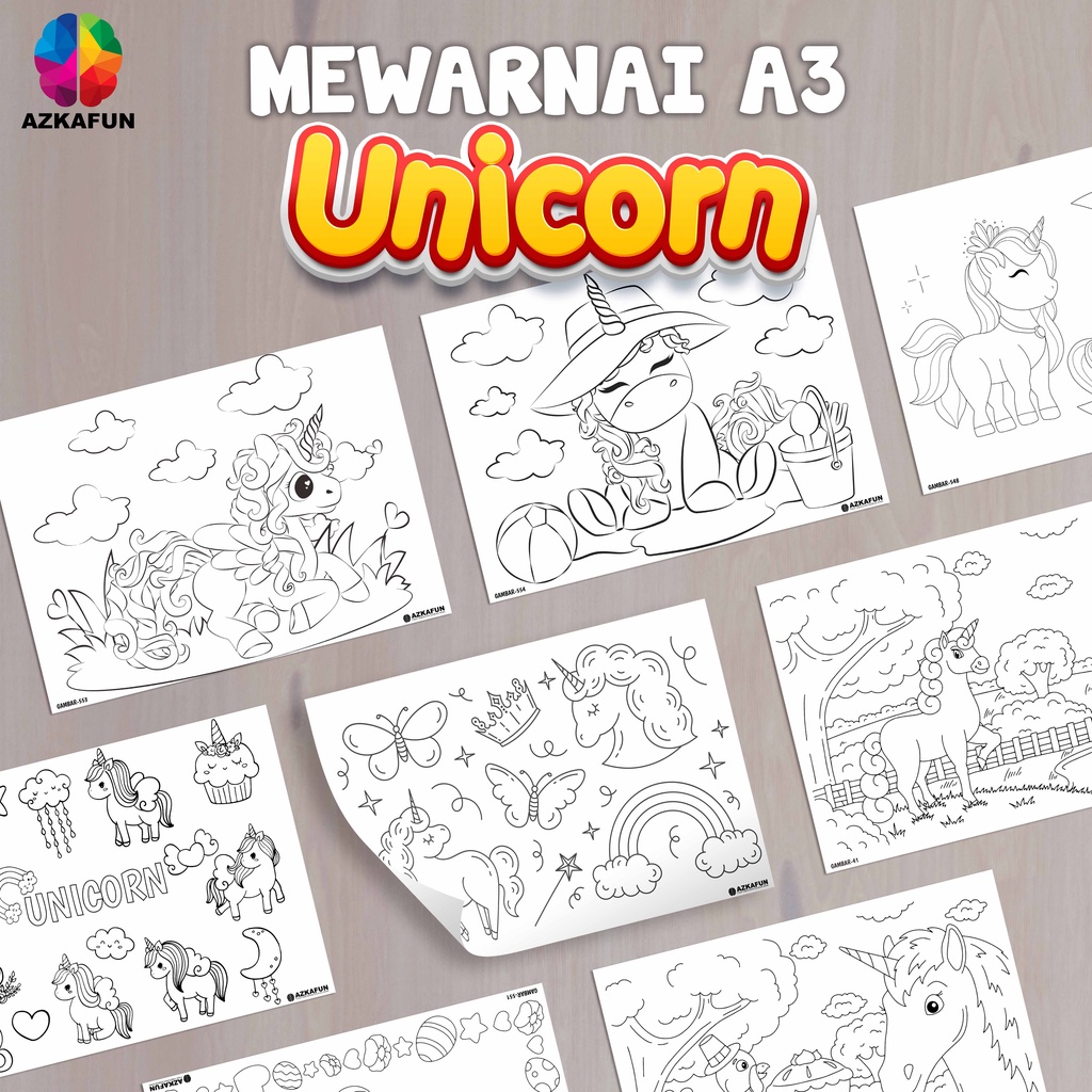 

Kertas Mewarnai A3 UNICORN - Mewarnai anak sekolah back to school