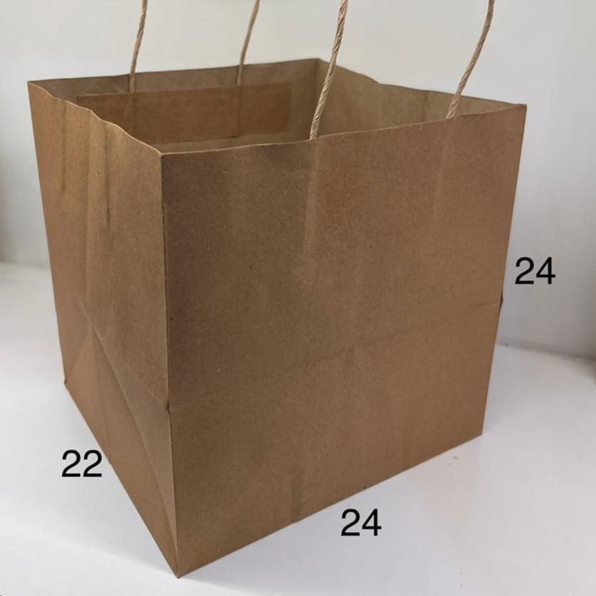 

10pcs PAPERBAG 24x22x24cm TALI COKLAT POLOS