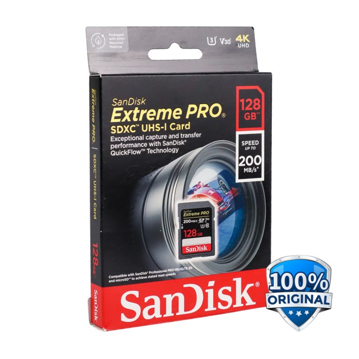 Sandisk Sd Card Extreme Pro V30 U3 4k 128gb Sdsdxxd 128g