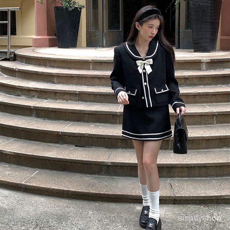 [✅BISA COD] #Sisjuly# Setelan angin dupa kecil hitam wanita temperamen jaket lengan panjang pinggang