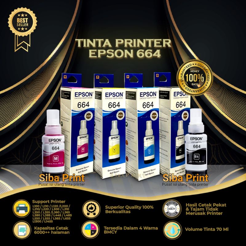 OK Tinta Original Epson 664 1set (21rb/pcs) Tinta printer Epson L100 L110 L120 L200 L210 L211 L220
