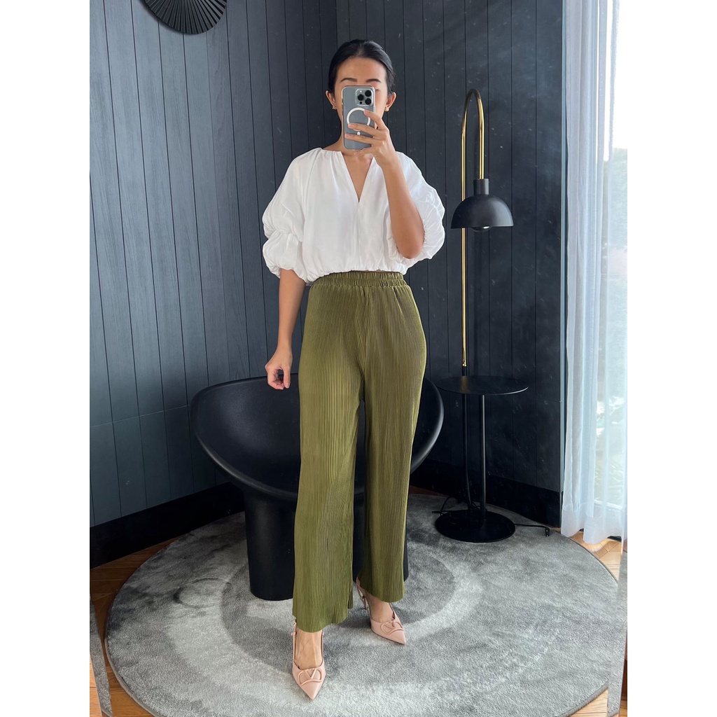 Celana Kulot Plisket Lidi / Kulot Lidi / Plisket Lidi / Pleated Culotte Pants / Pleated Pants