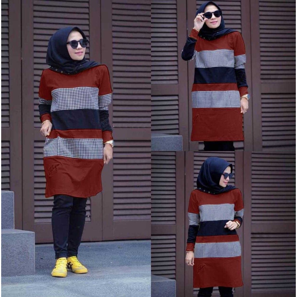 Tunik Wanita Dewasa Kotak/ Baju Muslim Wanita Zolaqu/ Fashion Muslim Dewasa
