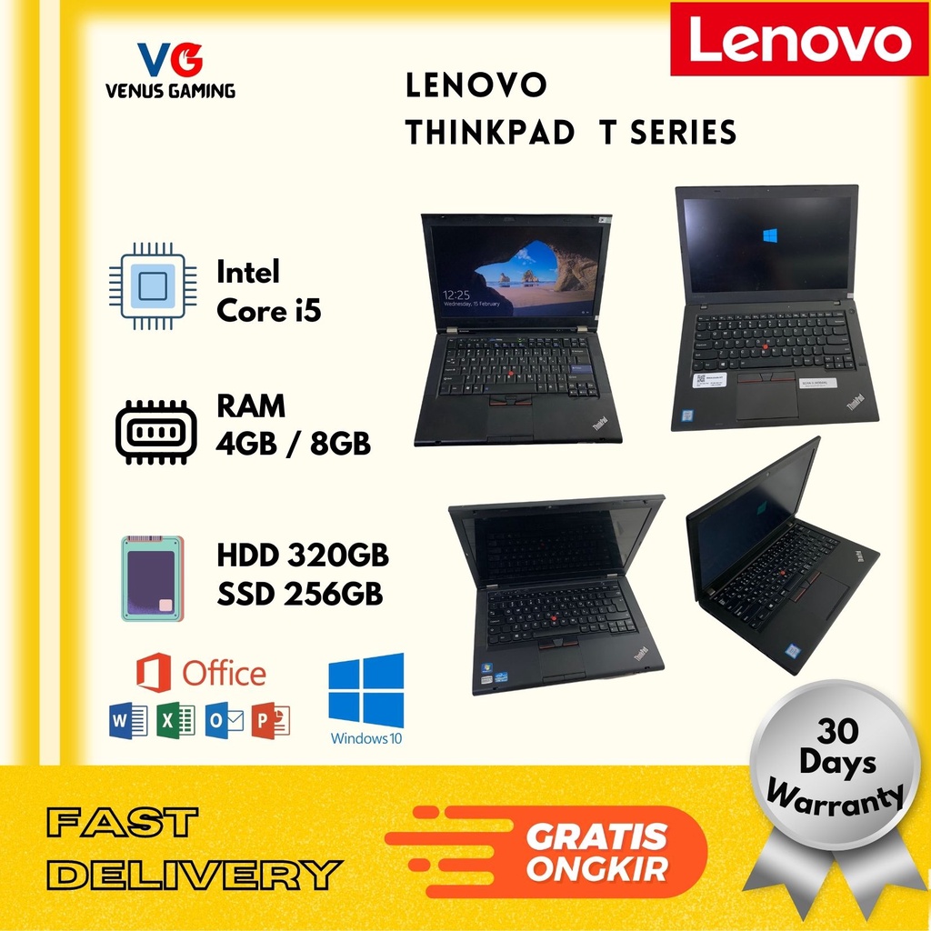 Laptop Second Lenovo T470 T460 T450s T440 T430 T420 Intel Core i5 / i7 RAM 8GB - 256GB SSD Berkualitas