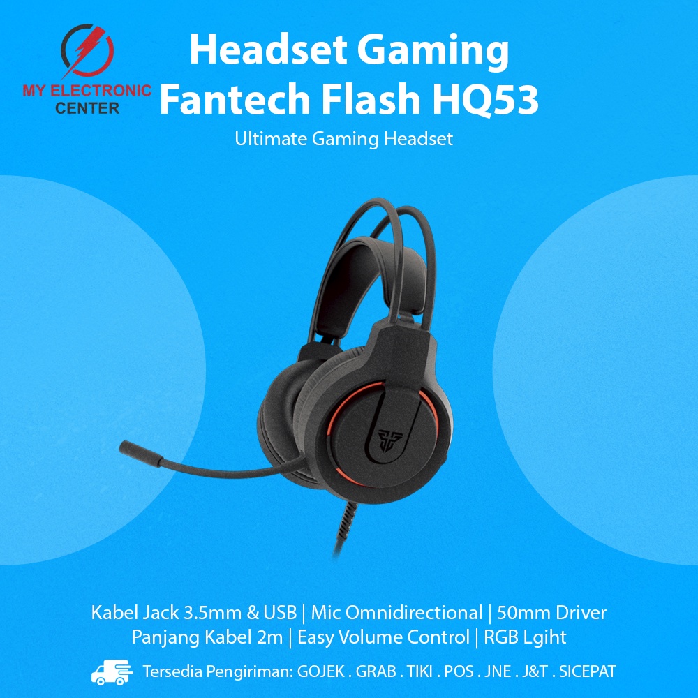Headset Gaming Fantech Flash HQ53 Headphone Laptop Komputer PC HP