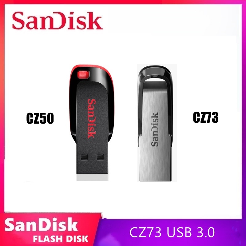 FLASHDISK Cruzer Blade CZ50 USB 2.0 / CZ73 USB 3.0 FLASH DISK 8GB/16GB/ 32GB/64GB/128GB High Reading Speed