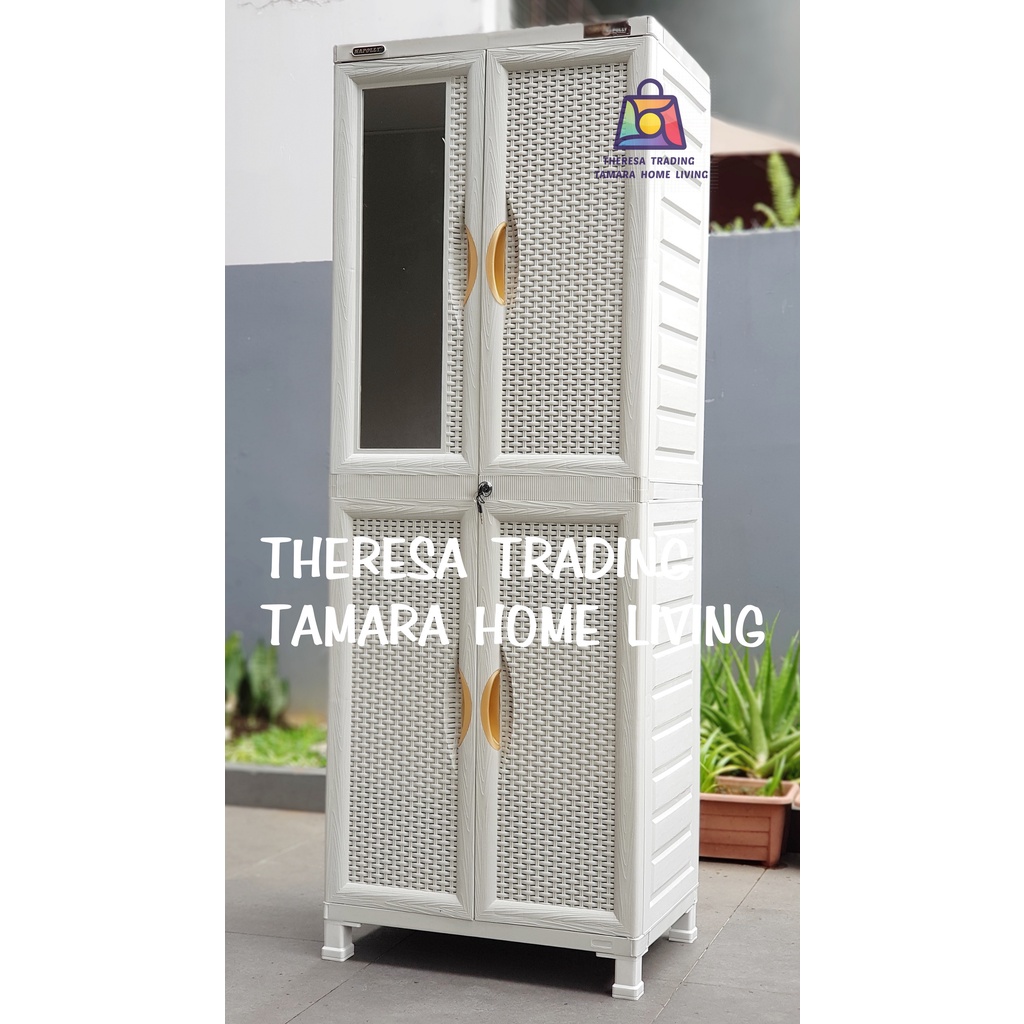 LEMARI PAKAIAN NAPOLLY G88 KACA GANTUNGAN HANGER GAMIS CERMIN + KUNCI