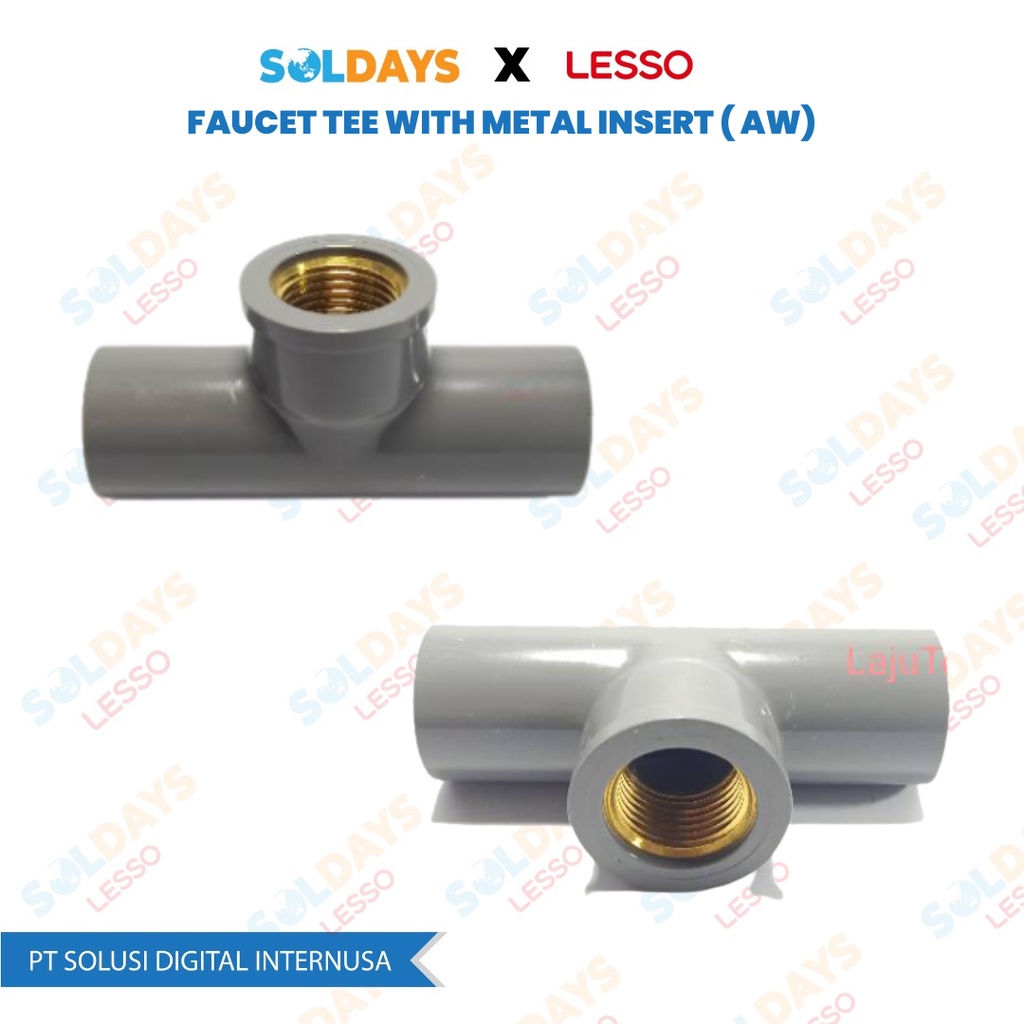 Lesso Faucet Tee With Metal Insert ( AW) 1/2&quot; x 3/4&quot; / Faucet Elbow With Metal Insert ( AW) 1/2&quot; x 3/4 inch