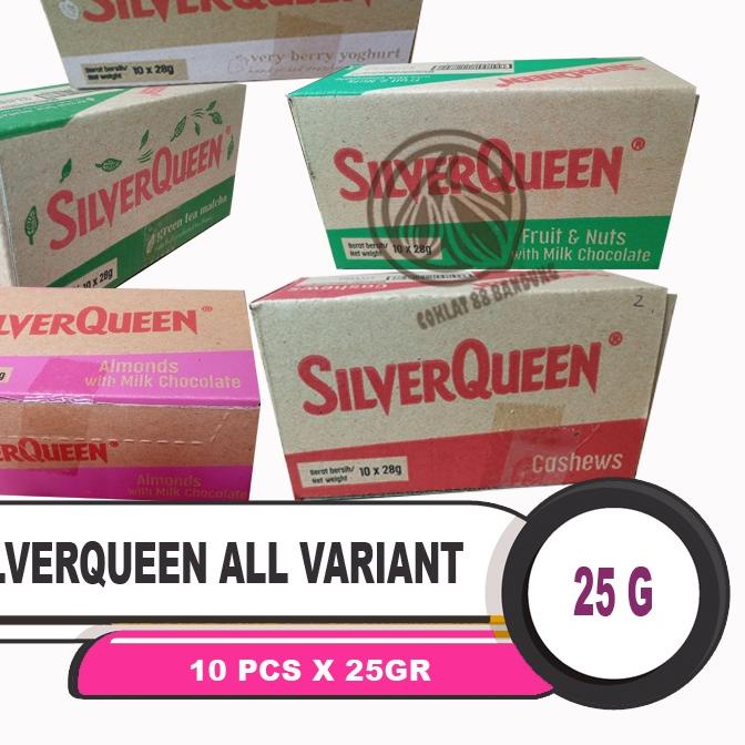 

● SilverQueen Kecil 25gr 1 Box Isi 10 pcs X 25 gram Cokelat - Coklat SIlver Queen 25 gr Chunky Bar 30 gr X 10 Batang Milk Chocolate Cashew Almond Fruit Matcha Yogurt 25 gram Chungky Bar 30 g ➧
