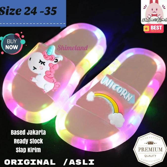 Sendal Led Anak Perempuan Sandal Lampu Unicorn Kado