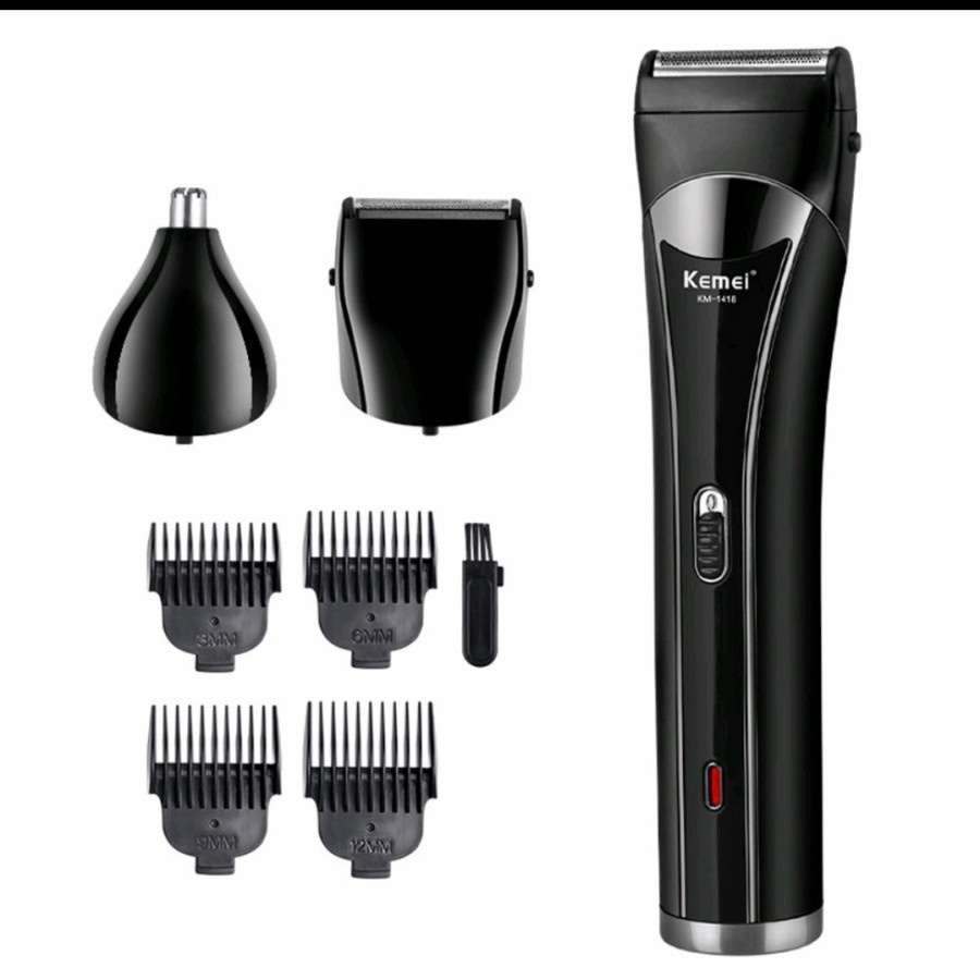 COD Mesin Cukur Clipper Kemei KM-1418 Sistem Cas Alat Mesin Cukur Rambut Kumis Jenggot