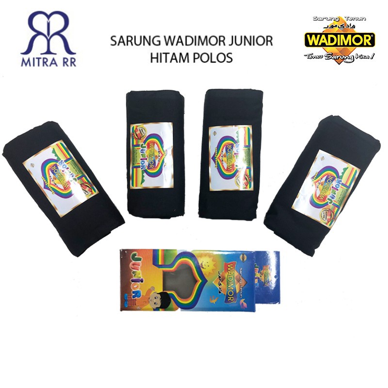 Sarung Wadimor Junior | Sarung Wadimor Anak Hitam Polos | Hitam Tumpal Putih Tumpal